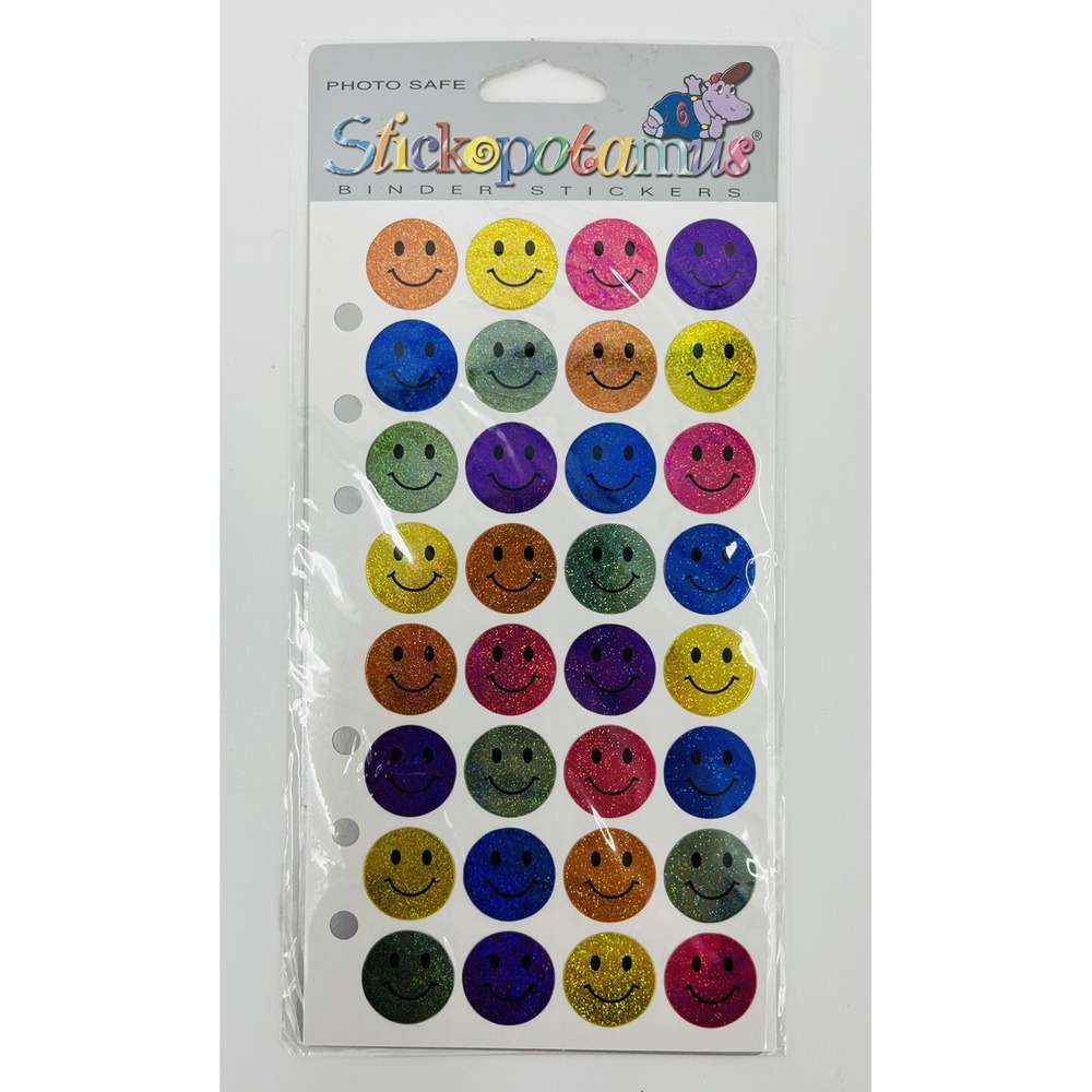 Stickopotamus Classic Binder Stickers 1 Sheet NIP Prismatic Metallic Happy Faces